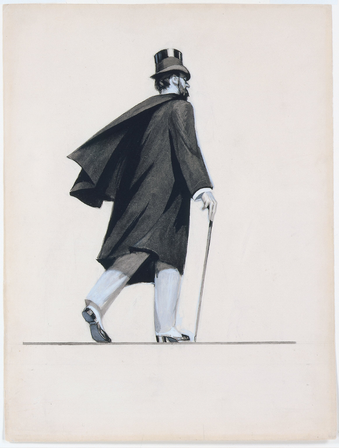 (Walking Man with Cape and Cane)