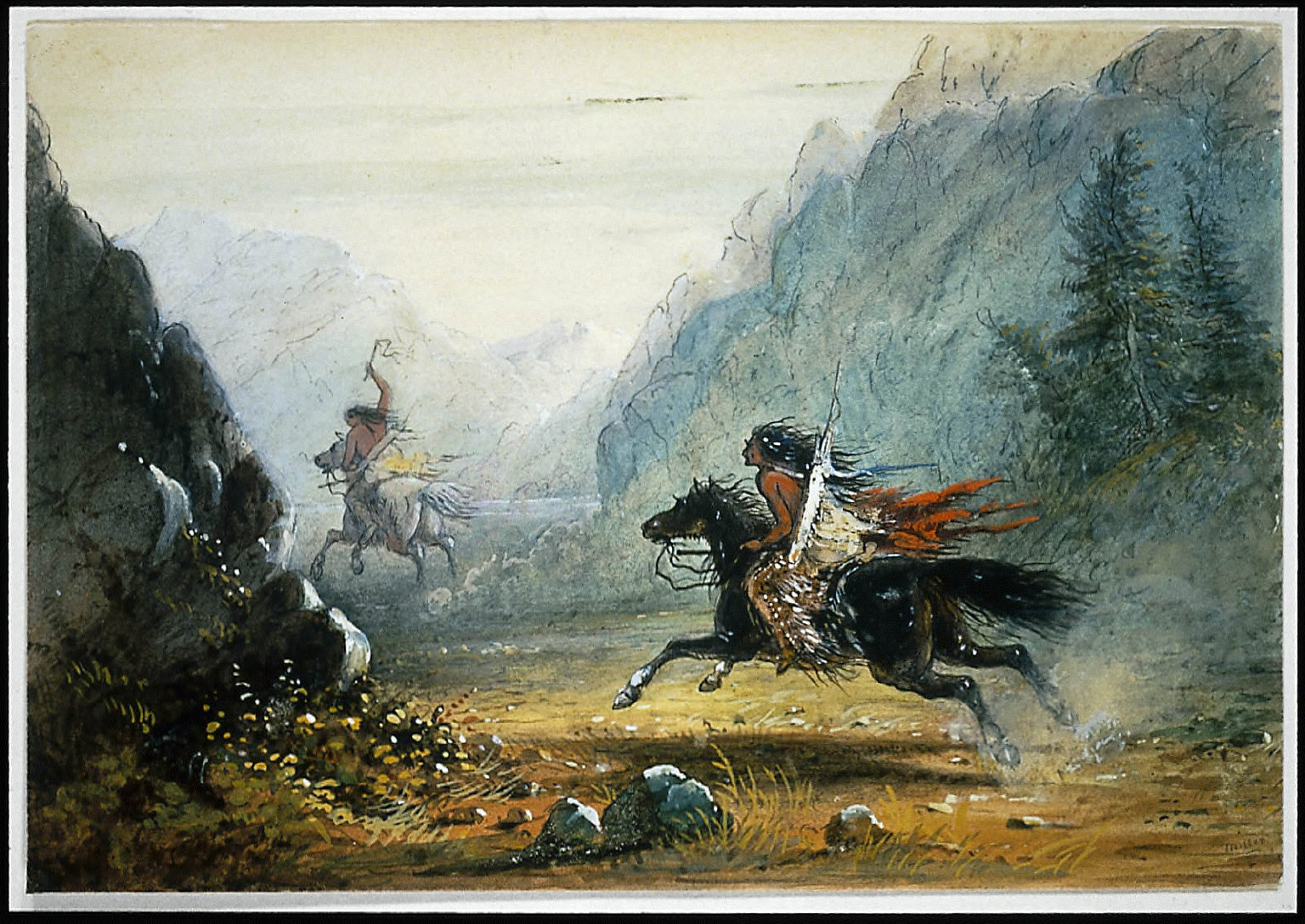 Snake Indian Pursuing a Crow Horse Thief