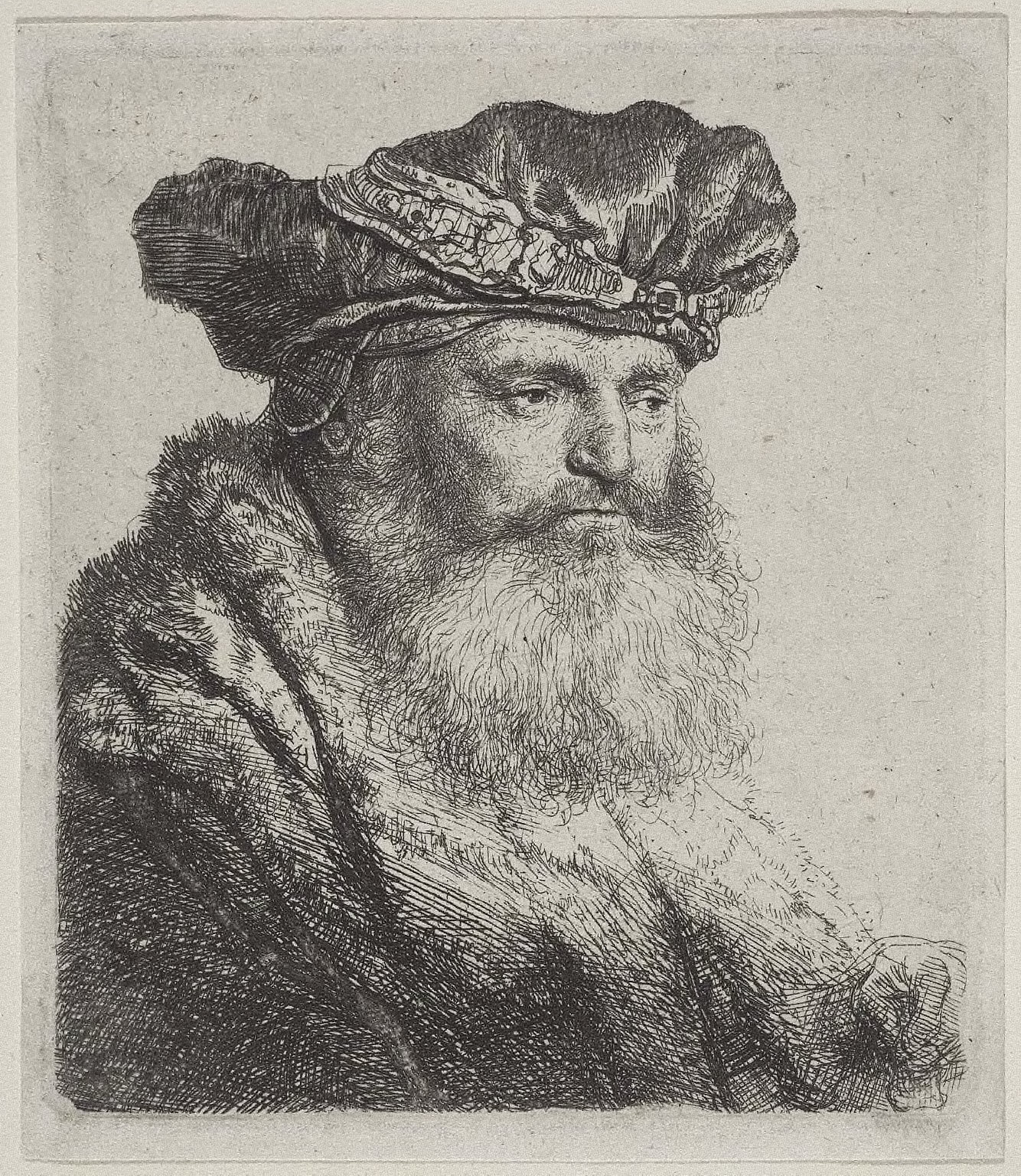 Bearded Man in a Velvet Cap with a Jewel Clasp