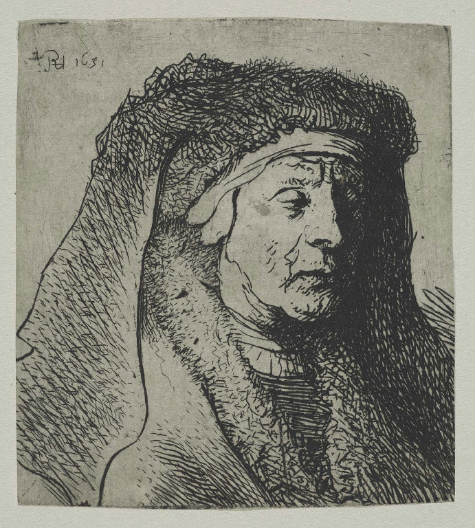 Bust of an Old Woman in a Furred Cloak and Heavy Headdress