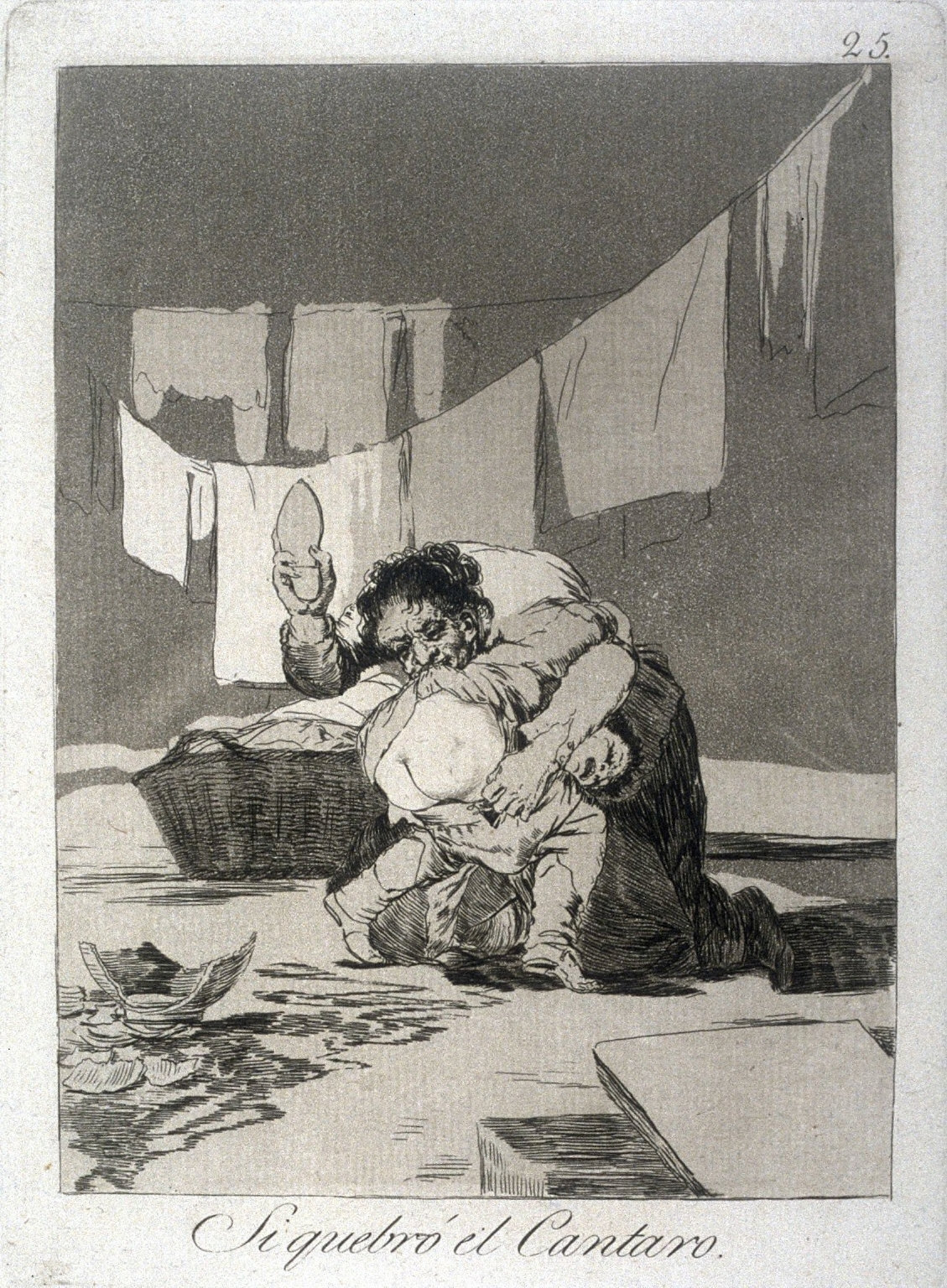 Si quebró el Cantaro (Yes, Her Broke the Pot), plate 25 from the series Los Caprichos (Caprices)