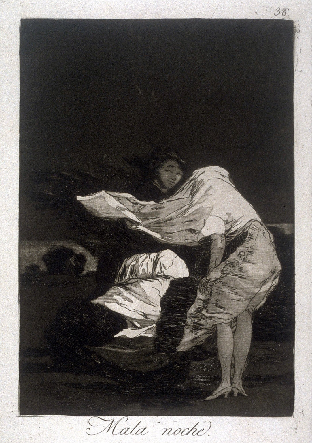 Mala noche (A Bad Night), plate 36 from the series Los Caprichos (Caprices)