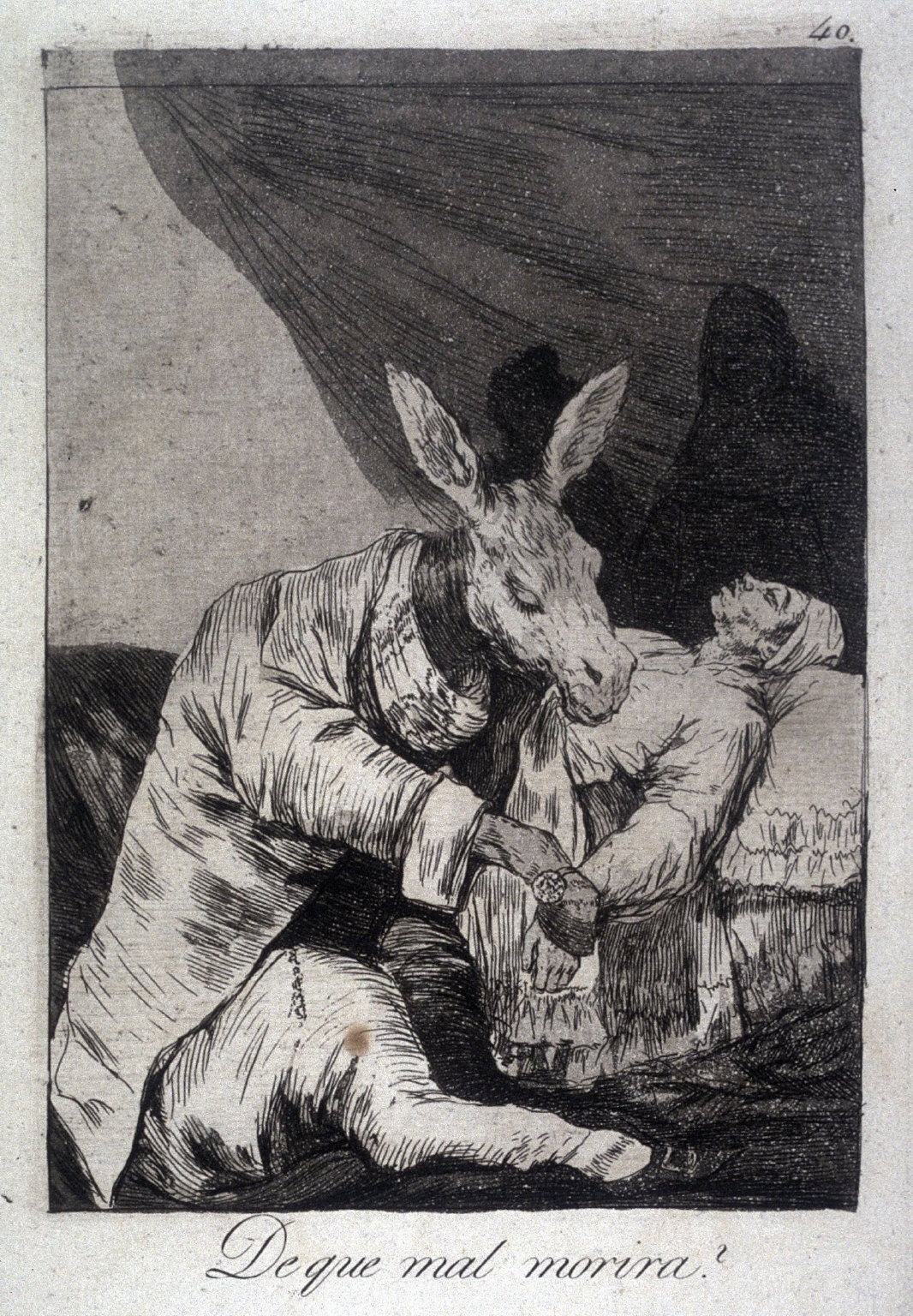 De que mal morira? (Of What Ill Will He Die?), plate 40 from the series Los Caprichos (Caprices)