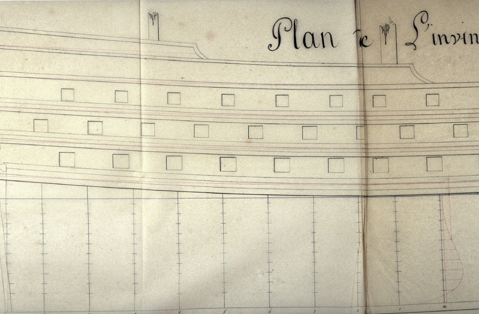 Longitudinal Section of the Ship L'Invincible