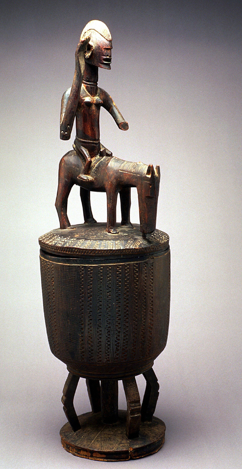 Lidded bowl with Equestrian figure