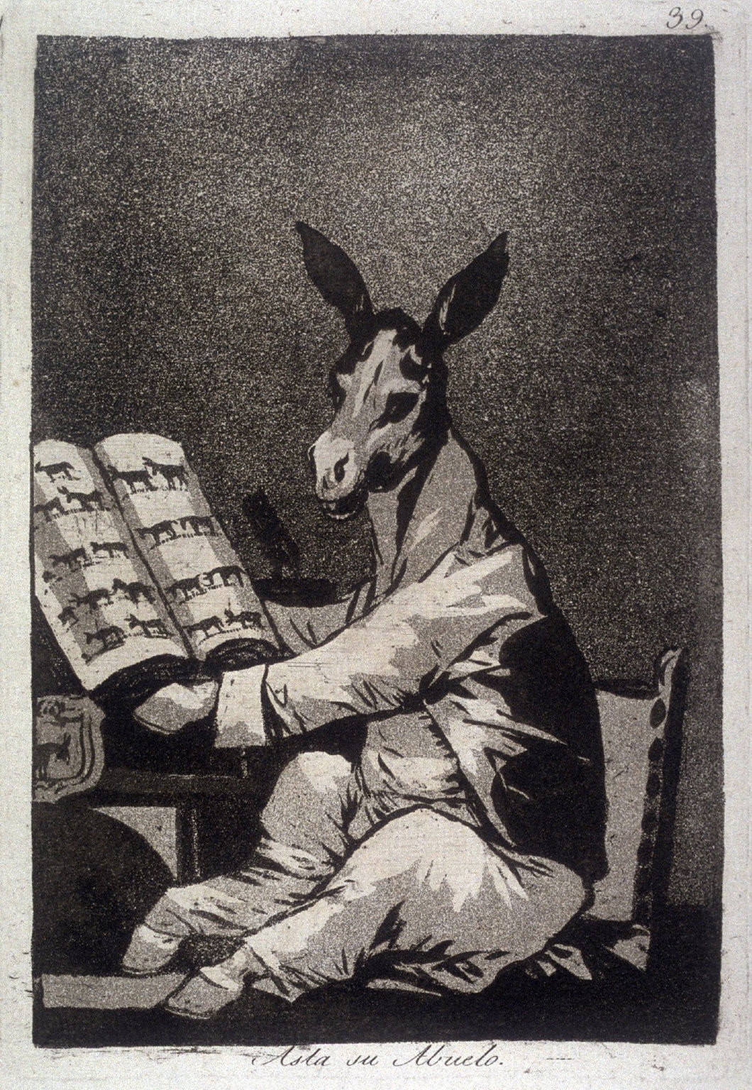 Asta su abuelo (And So Was his Grandfather), plate 39 from the series Los Caprichos (Caprices)