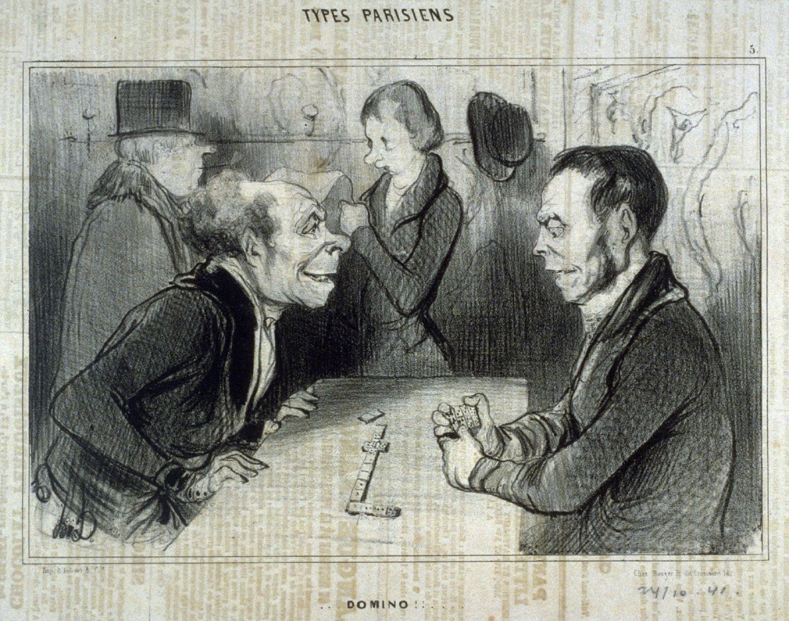 Domino!!... no. 5 from the series Types Parisiens published in Le Charivari 24 October 1841