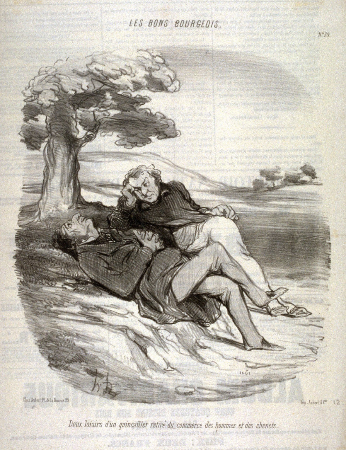 Doux loisirs d'un quincailler retiré du commerce des hommes et des chenets no. 79 from the series Les bons bourgeois published in Le Charivari 28 April 1848