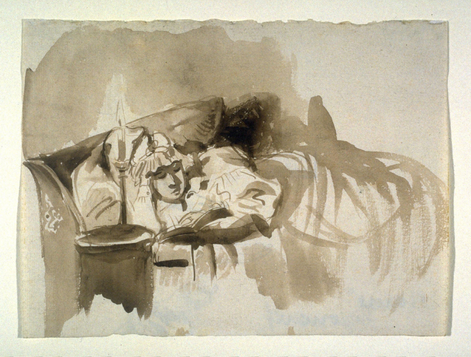 Woman Reading in Bed