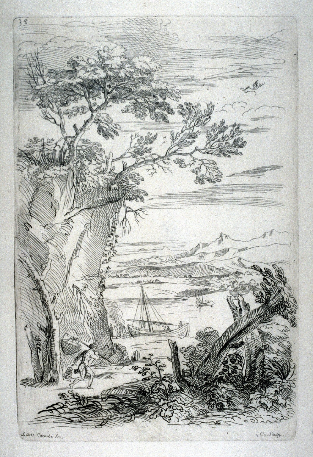 (Untitled) Landscape with man and boat