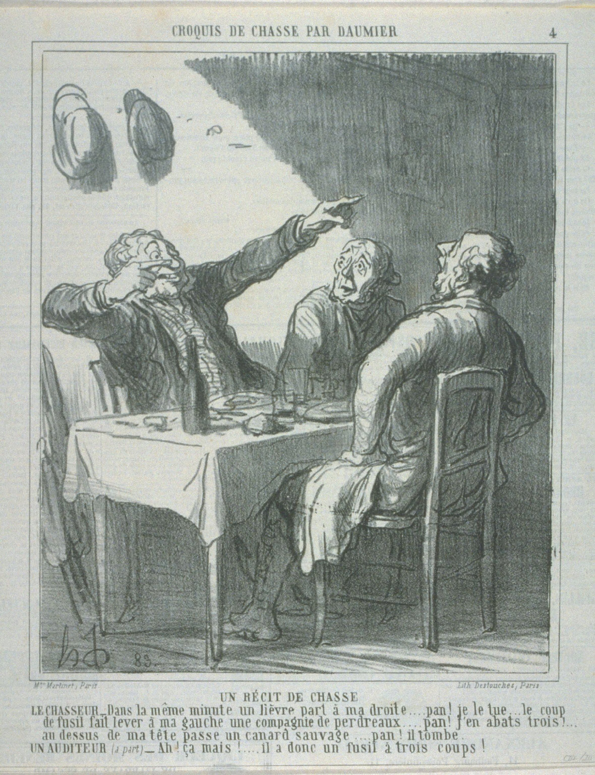 Un récit de chasse no. 4 of the series Croquis de Chasse published in Le Charivari 29 October 1864