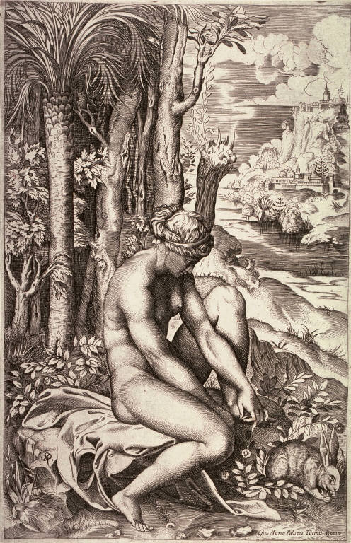 Venus Wounded by the Rose's Thorn, after Raphael workshop drawing for the fresco decoration of the Stufetta Bibbiena in the Vatican