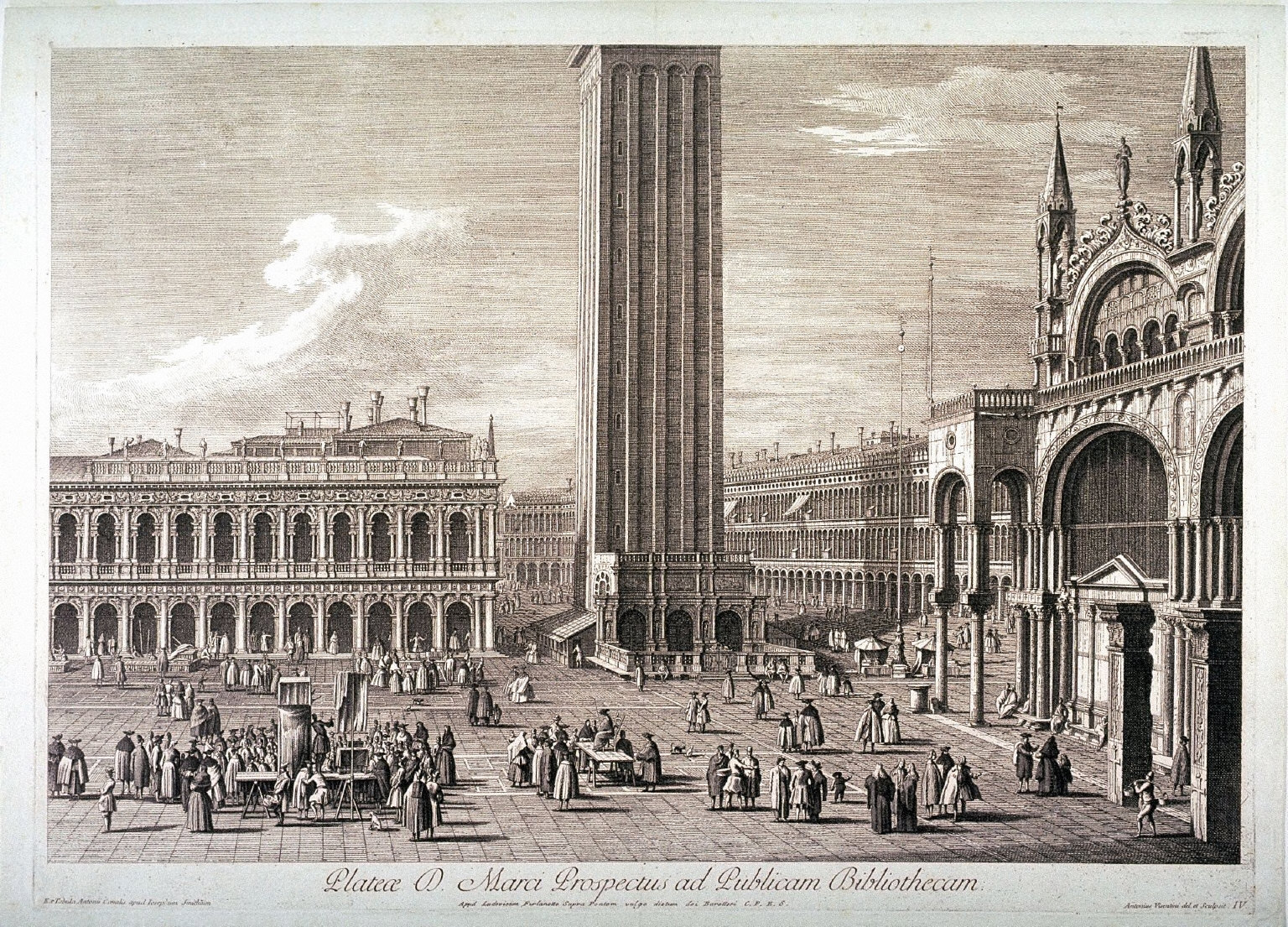 Piazza San Marco, View of the Public Library, pl. IV from a series of four scenes of the Piazza after Canaletto