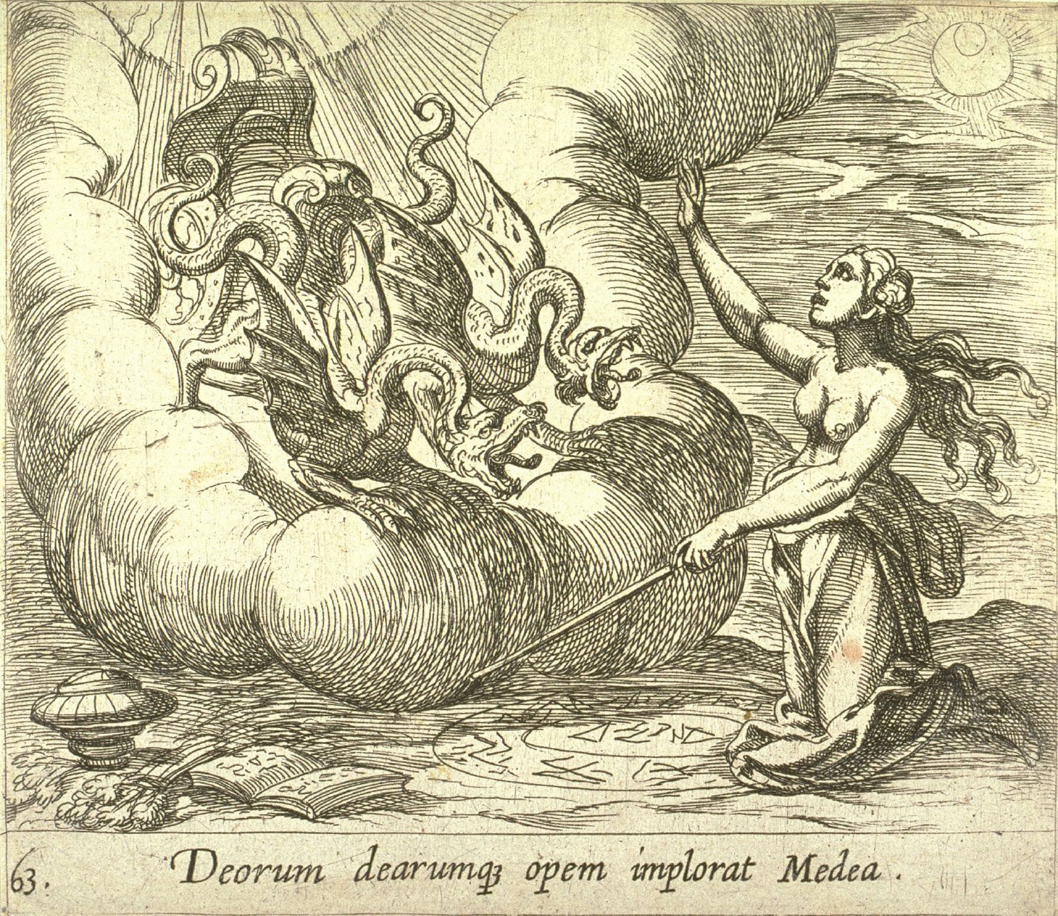 Deorum dearumque opem implorat Medea (Medea Conjuring Her Chariot), pl. 63 from the series Ovids Metamorphoses