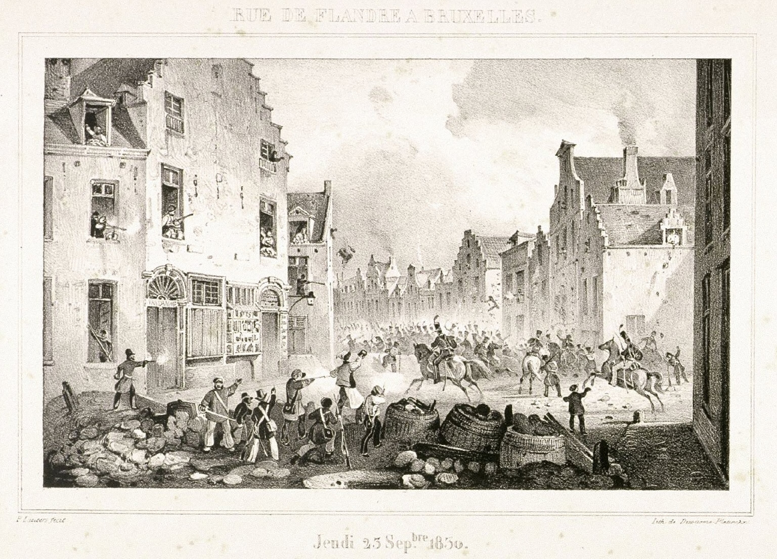 One of four scenes of 1830 revolution in Brussels