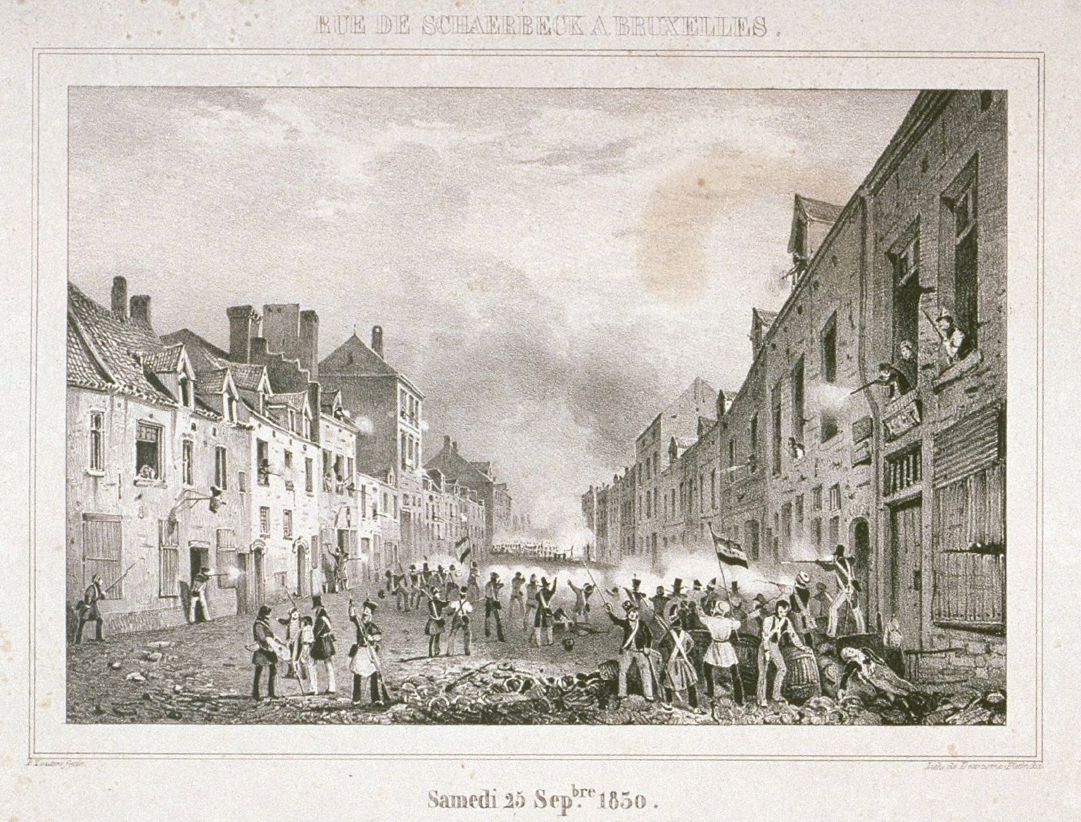 One of four scenes of 1830 revolution in Brussels