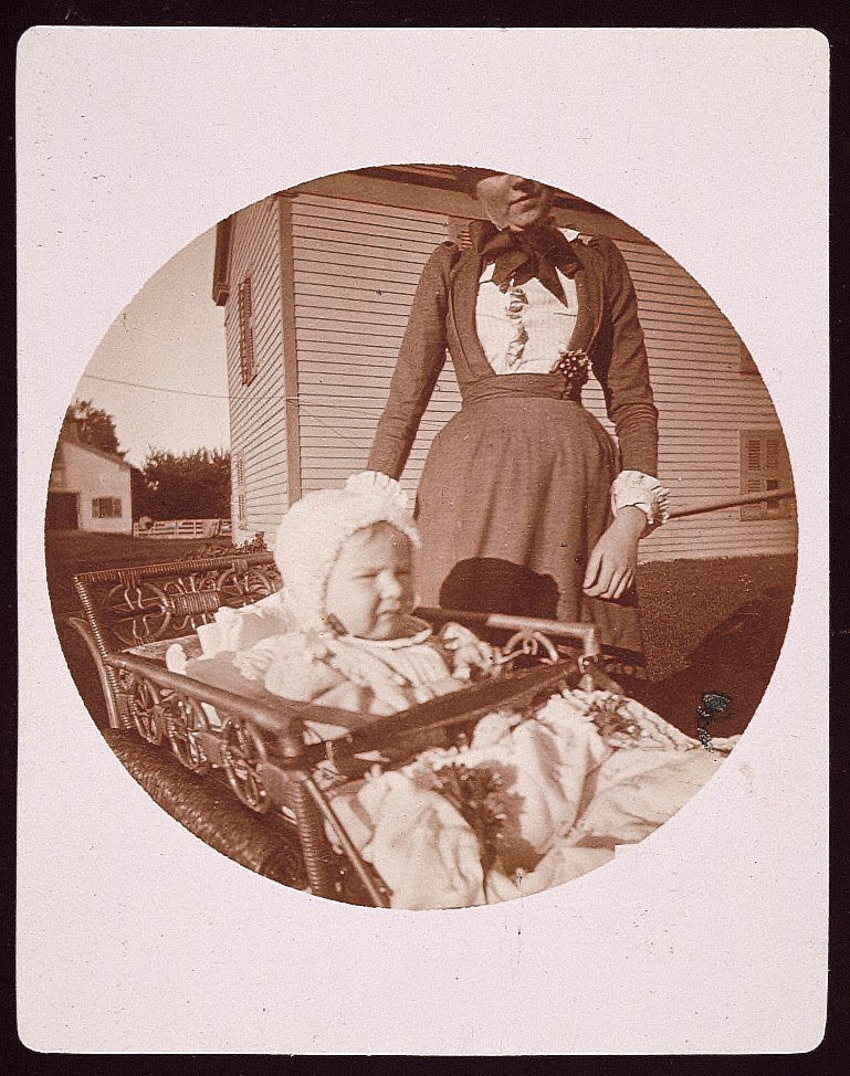 Portrait of baby in carriage