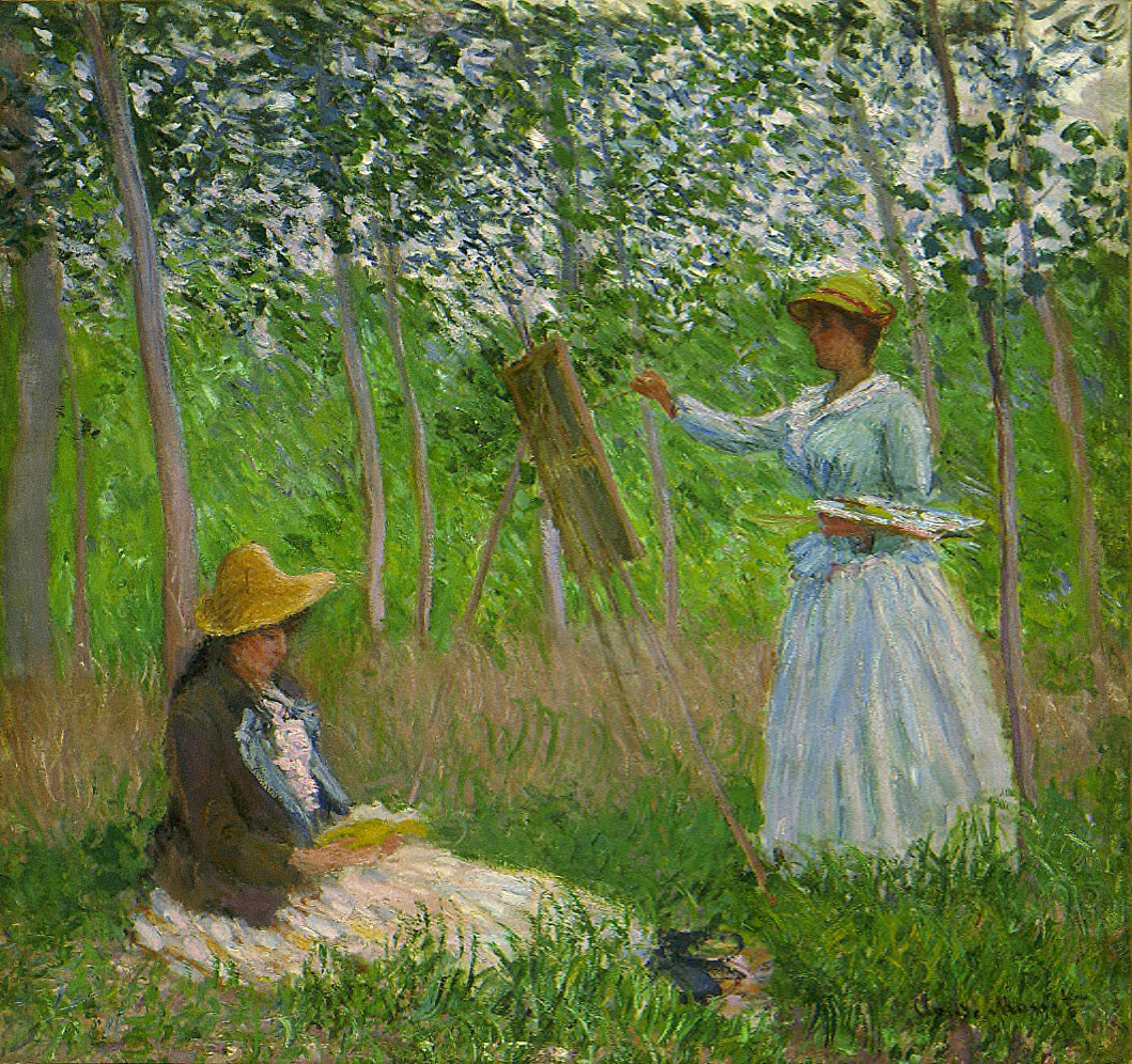 In the Woods at Giverny: Blanche Hoschedé at Her Easel with Suzanne Hoschedé Reading