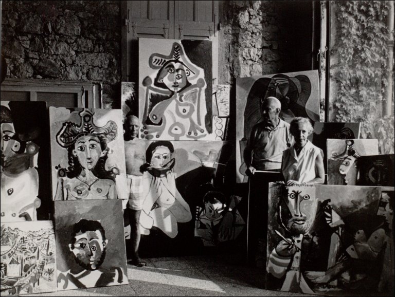 Picasso in His Studio with Sam and Jane Kootz