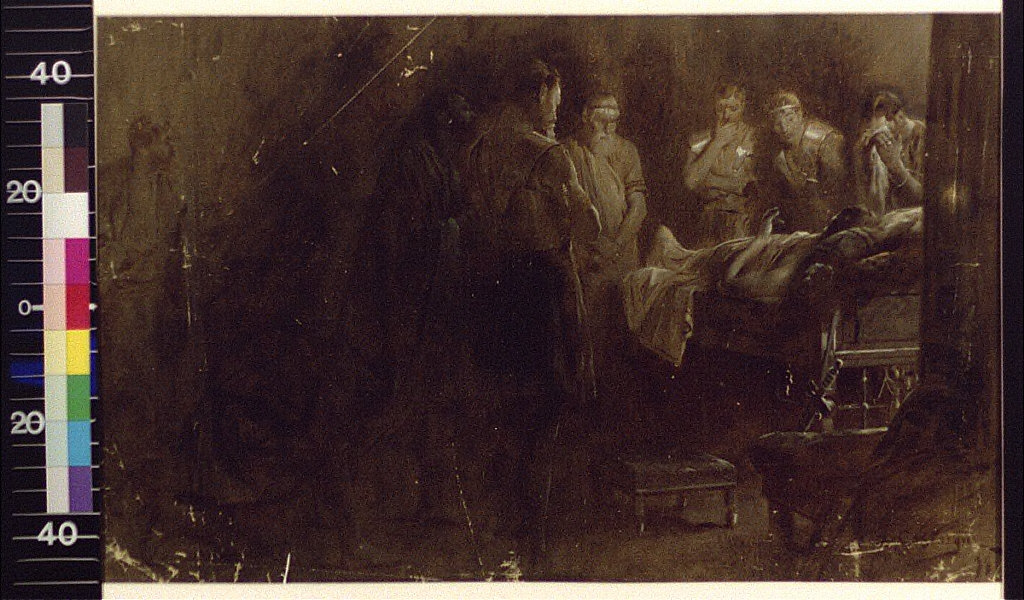 The dying Alexander receiving his soldiers